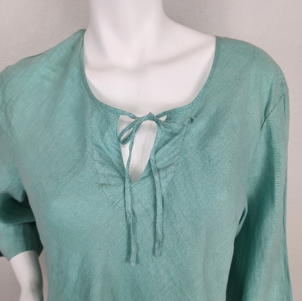 NWT Russ Berens Blue Linen Pullover Top Size 10 - Picture 4 of 11